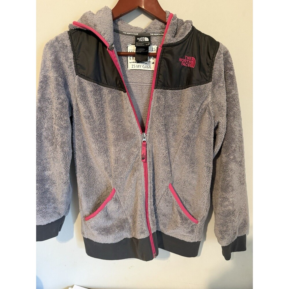The North Face Girls Gray/Pink Hooded Jacket Size Large (14/16)
